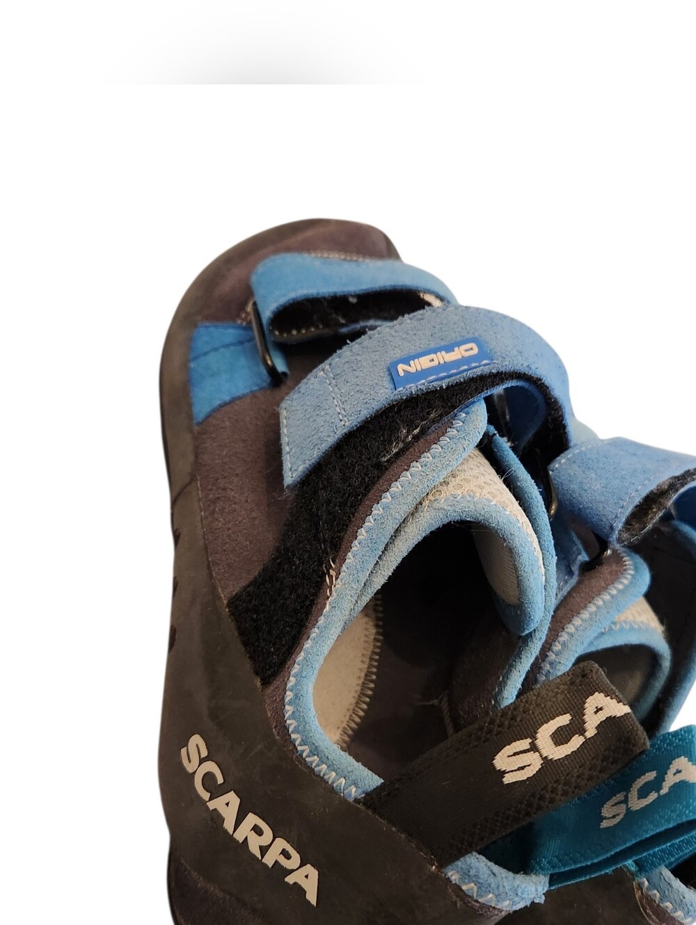 Scarpa Blue and Black Climbing Shoes with Velcro Straps